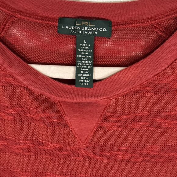 Lauren Ralph Lauren Shirt Womens Large Red Lightweight Knit Long Sleeve Ladies - Picture 6 of 7